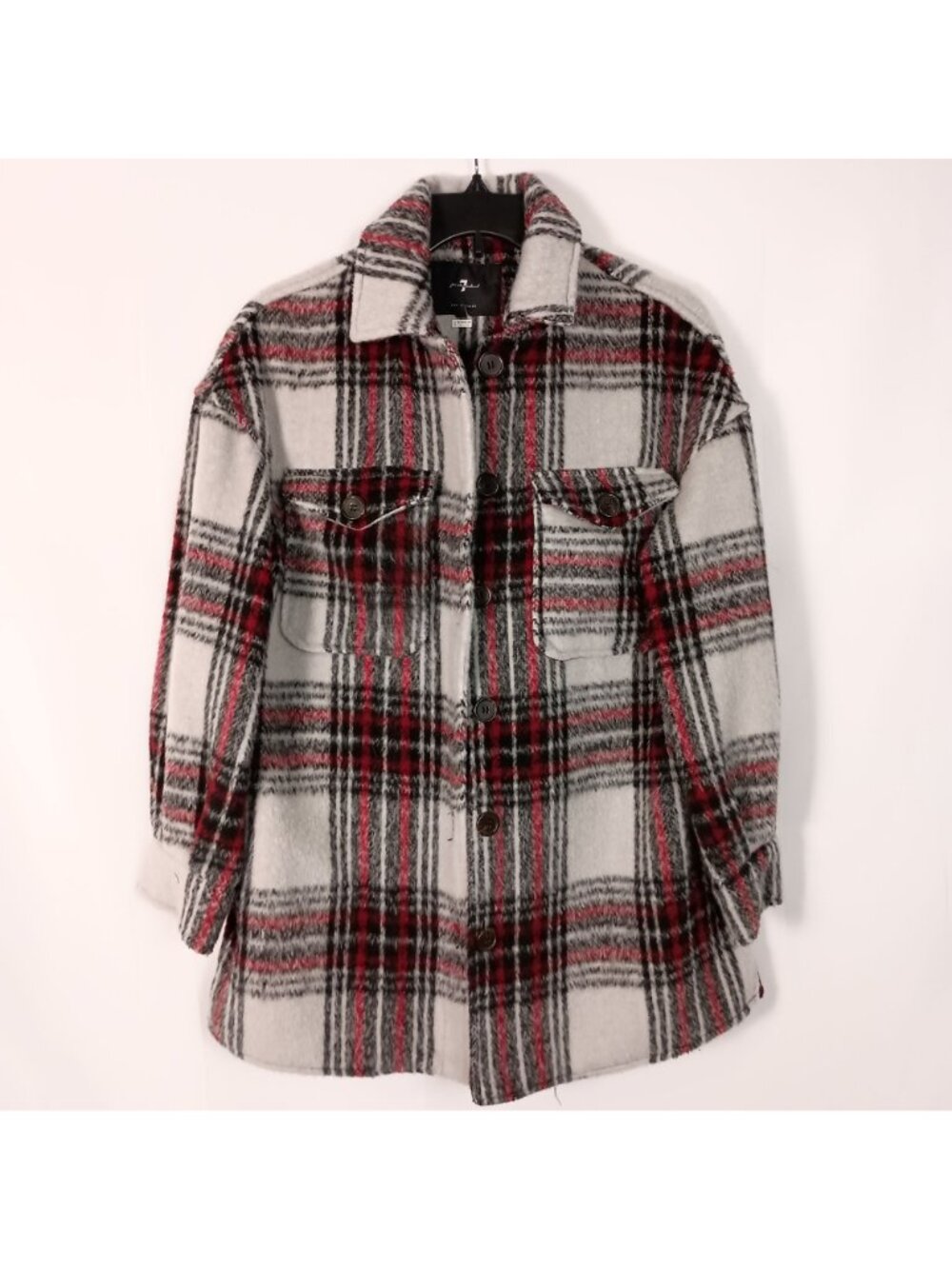 7 For All Mankind Plaid Shacket Womens S Oversized Shirt Jacket Heavy - Picture 2 of 8